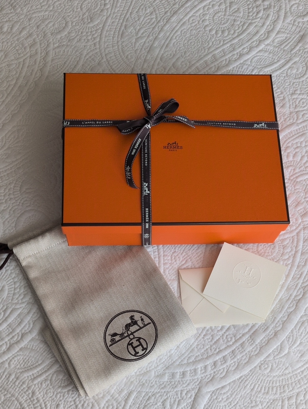 Hermes Authentic Shoe Box + Dust Bags + Ribbon